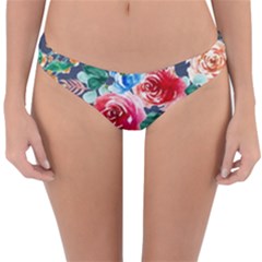 Watercolour Floral  Reversible Hipster Bikini Bottoms by charliecreates