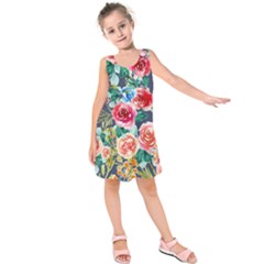 Watercolour Floral  Kids  Sleeveless Dress by charliecreates