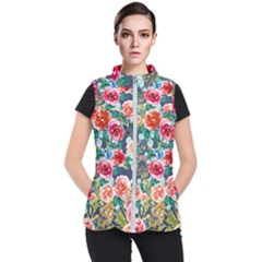 Watercolour Floral  Women s Puffer Vest by charliecreates