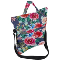 Watercolour Floral  Fold Over Handle Tote Bag by charliecreates