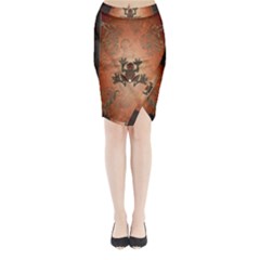 Beautiful Elegant Decorative Frog On Vintage Background Midi Wrap Pencil Skirt