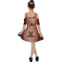 Beautiful Elegant Decorative Frog On Vintage Background Kids  Shoulder Cutout Chiffon Dress View2