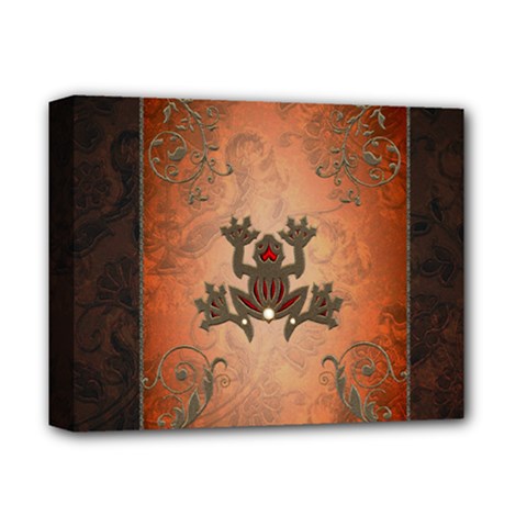 Beautiful Elegant Decorative Frog On Vintage Background Deluxe Canvas 14  X 11  (stretched) by FantasyWorld7