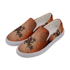 Beautiful Elegant Decorative Frog On Vintage Background Women s Canvas Slip Ons by FantasyWorld7