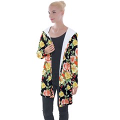 Flowers Watercolor Longline Hooded Cardigan by ArtworkByPatrick