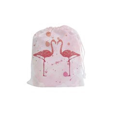 Pink Watercolour Flamingo Drawstring Pouch (medium) by charliecreates