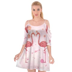 Pink Watercolour Flamingo Cutout Spaghetti Strap Chiffon Dress by charliecreates