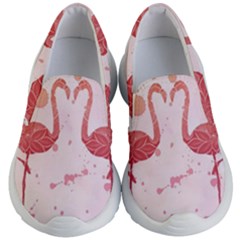 Pink Watercolour Flamingo Kids  Lightweight Slip Ons by charliecreates