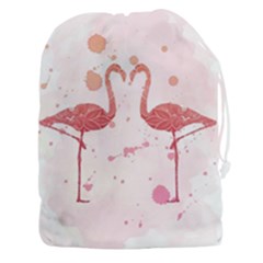 Pink Watercolour Flamingo Drawstring Pouch (xxxl) by charliecreates