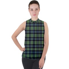 Abercrombie Tartan Mock Neck Chiffon Sleeveless Top