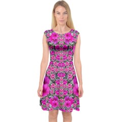 From The Sky Came Flowers In Peace Capsleeve Midi Dress