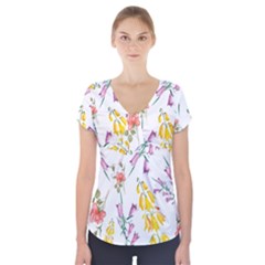 Wild Flower Short Sleeve Front Detail Top by charliecreates