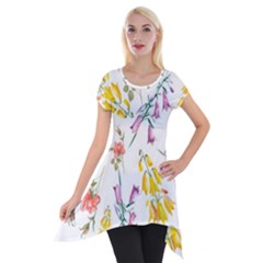 Wild Flower Short Sleeve Side Drop Tunic by charliecreates