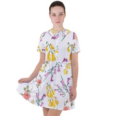 Wild Flower Short Sleeve Shoulder Cut Out Dress  by charliecreates