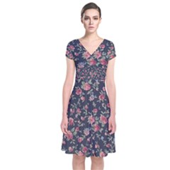 Planted A Rose Short Sleeve Front Wrap Dress by WensdaiAmbrose