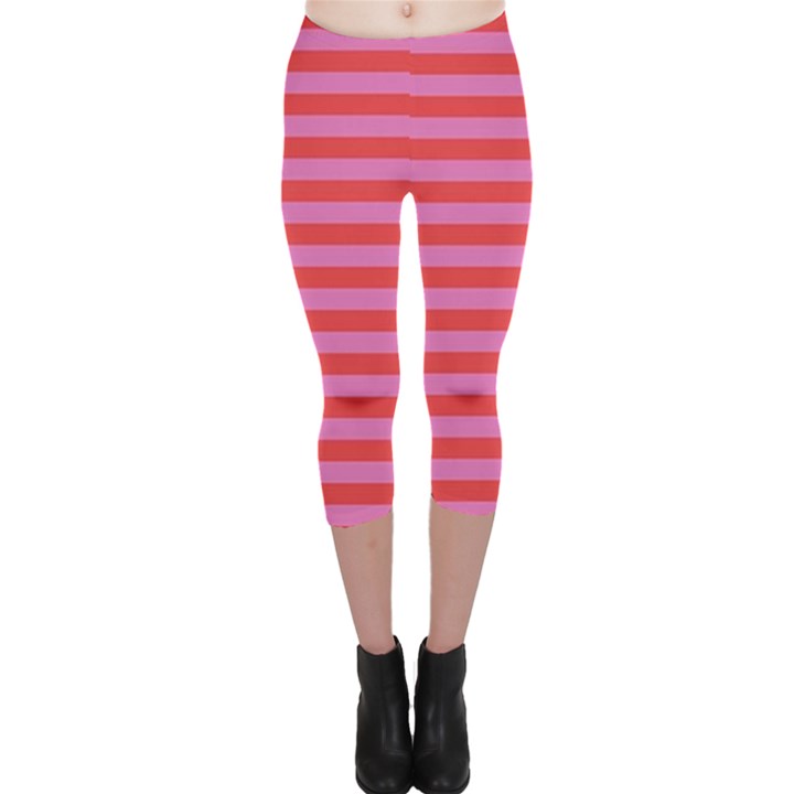 Love Sick - Bubblegum Pink Stripes Capri Leggings 