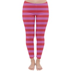 Love Sick - Bubblegum Pink Stripes Classic Winter Leggings by WensdaiAmbrose