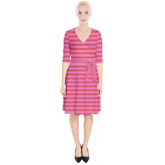 Love Sick - Bubblegum Pink Stripes Wrap Up Cocktail Dress by WensdaiAmbrose