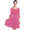 Love Sick - Bubblegum Pink Stripes Quarter Sleeve Waist Band Dress View1