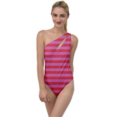 Love Sick - Bubblegum Pink Stripes To One Side Swimsuit by WensdaiAmbrose