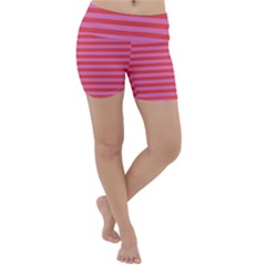 Love Sick - Bubblegum Pink Stripes Lightweight Velour Yoga Shorts by WensdaiAmbrose