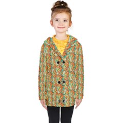 Floral Pattern 1 Kids  Double Breasted Button Coat