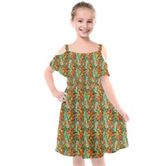 Floral Pattern 1 Kids  Cut Out Shoulders Chiffon Dress