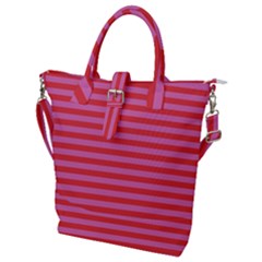 Love Sick - Bubblegum Pink Stripes Buckle Top Tote Bag by WensdaiAmbrose