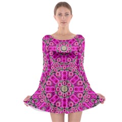 From The Sky Came Flowers In Calm Bohemian Peace Long Sleeve Skater Dress by pepitasart