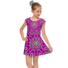 From The Sky Came Flowers In Calm Bohemian Peace Kids  Cap Sleeve Dress by pepitasart