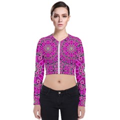 From The Sky Came Flowers In Calm Bohemian Peace Long Sleeve Zip Up Bomber Jacket by pepitasart