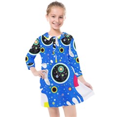 Stars Wassily Kandinsky Kids  Quarter Sleeve Shirt Dress by impacteesstreetwearthree