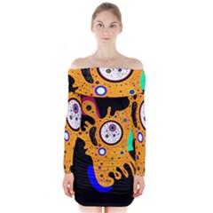 Stars Wassily Kandinsky (neg) Long Sleeve Off Shoulder Dress by impacteesstreetwearthree