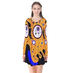 Stars Wassily Kandinsky (neg) Long Sleeve V-neck Flare Dress by impacteesstreetwearthree