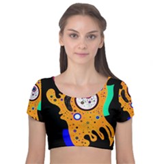 Stars Wassily Kandinsky (neg) Velvet Short Sleeve Crop Top  by impacteesstreetwearthree