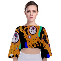 Stars Wassily Kandinsky (neg) Tie Back Butterfly Sleeve Chiffon Top by impacteesstreetwearthree