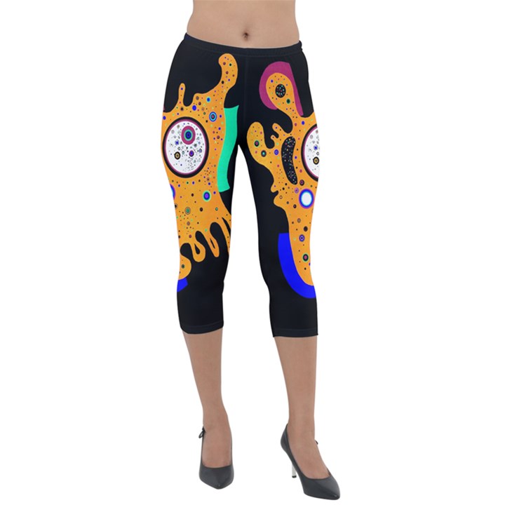 Stars Wassily Kandinsky (neg) Lightweight Velour Capri Leggings 