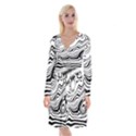 Lines Abstract Distorted Texture Long Sleeve Velvet Front Wrap Dress View1