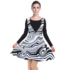 Lines Abstract Distorted Texture Plunge Pinafore Dress