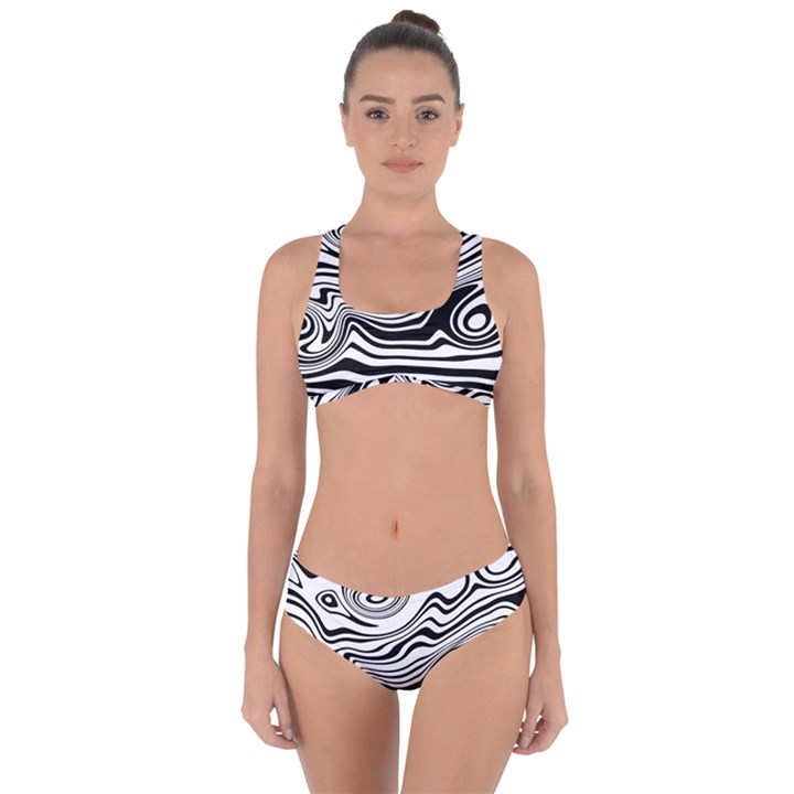 Lines Abstract Distorted Texture Criss Cross Bikini Set