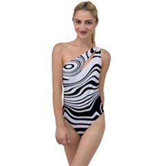 Lines Abstract Distorted Texture To One Side Swimsuit