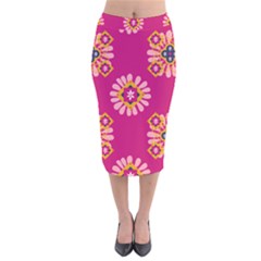 Morroco Tile Traditional Marrakech Velvet Midi Pencil Skirt by Pakrebo