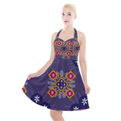 Morocco Tile Traditional Marrakech Halter Party Swing Dress 