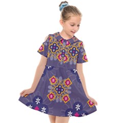 Morocco Tile Traditional Marrakech Kids  Short Sleeve Shirt Dress