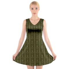 Vintage Wallpaper Vintage V-neck Sleeveless Dress by Pakrebo