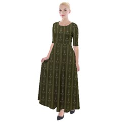 Vintage Wallpaper Vintage Half Sleeves Maxi Dress