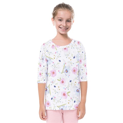 Floral Pattern Background Kids  Quarter Sleeve Raglan Tee by Pakrebo