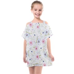 Floral Pattern Background Kids  One Piece Chiffon Dress