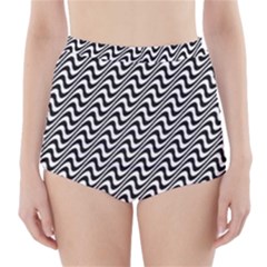 Insomnia - Black & White Stripes High-waisted Bikini Bottoms by WensdaiAmbrose