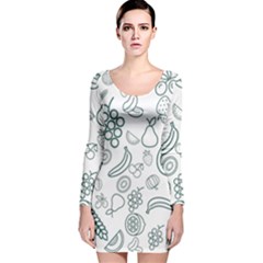 Fruit Material Design Transparent Long Sleeve Velvet Bodycon Dress by Pakrebo